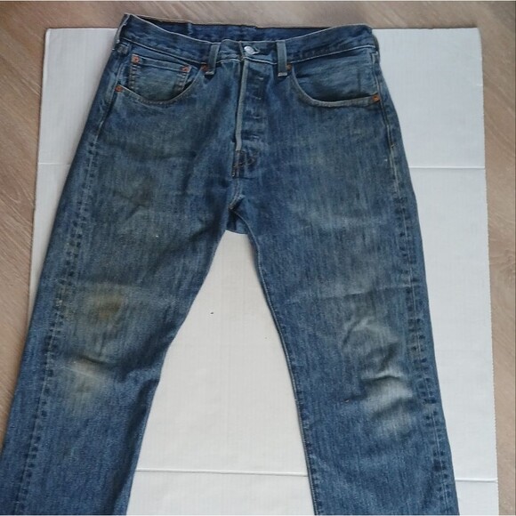 Levi's x Streetwear 501 Jeans Grass Stained Distressed Comfortable Worn In Denim - Picture 9 of 13